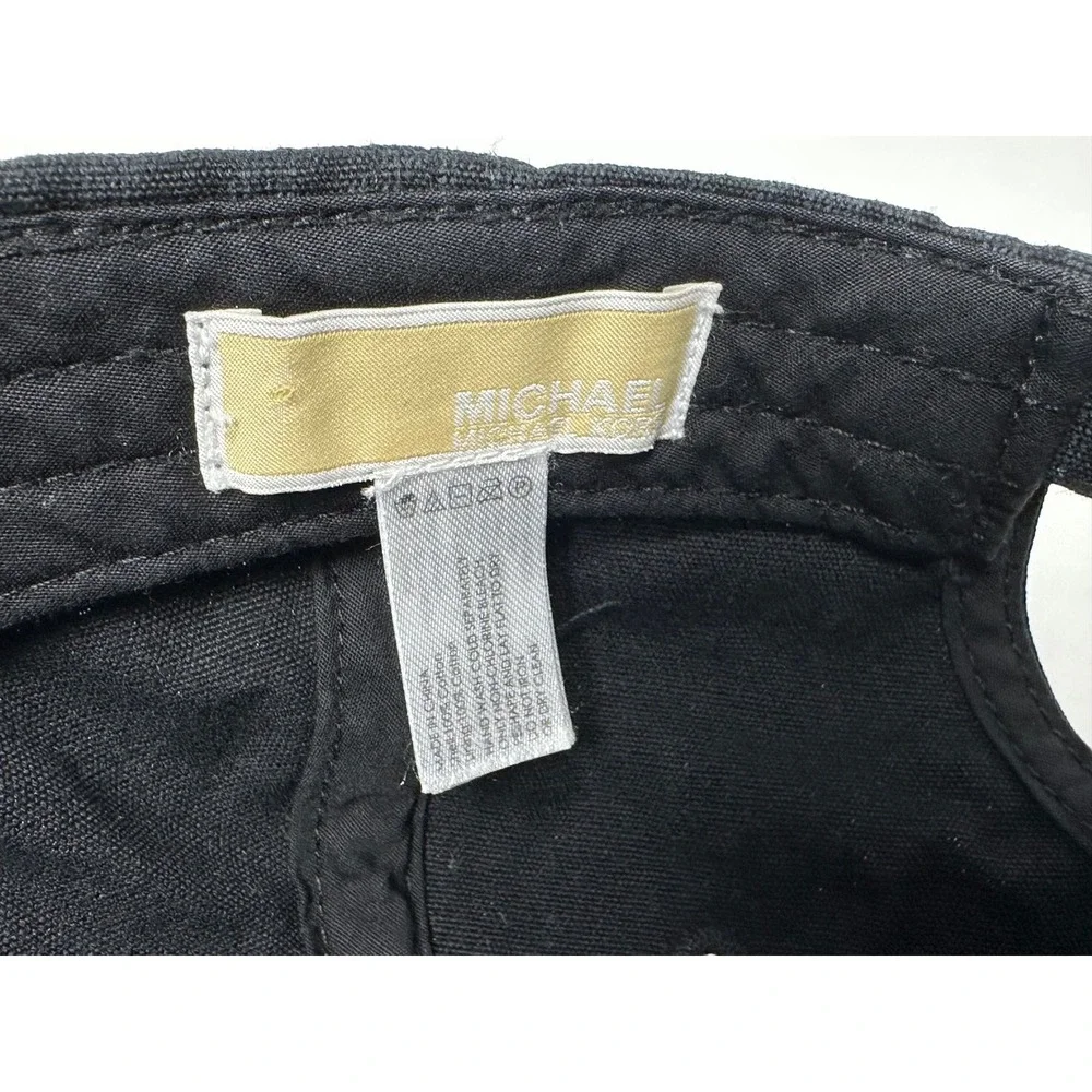 Michael Kors Womens Black Monogram Logo Baseball Cap Adjustable Hat MK Logo
